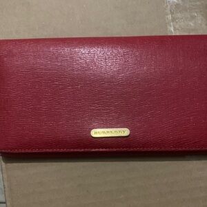 Burberry Red Textured Leather Wallet